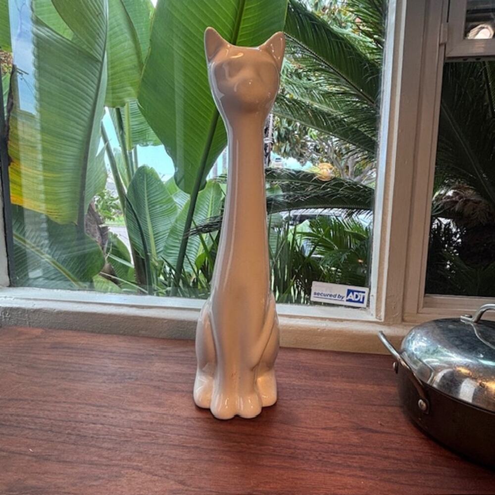 Vintage Long Neck Cat Vase Sculpture Postmodern Decor 1990 Animal Factory